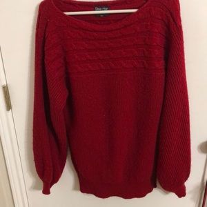 Soft Red Sweater Long Sleeve Patterned